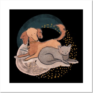 Cat & Dog Love - Home Pets Posters and Art